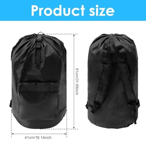 NIHUIFDPY Laundry Backpack, Travel Laundry Bag with Adjustable Straps and Pocket, Waterproof Oxford Dirty Wet Clothes Bag with Drawstring for Gym Swimsuit Workout Yoga Beach Pool — view 2