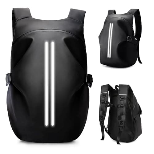 HYC00 Motorcycle Backpacks for Men Women Waterproof Motorbike Helmet Backpack, Reflective Motorbike Helmet Rucksack Bag, Motorcycle Accessories, Cycling Travel Backpacks School Bags, G-Black Small