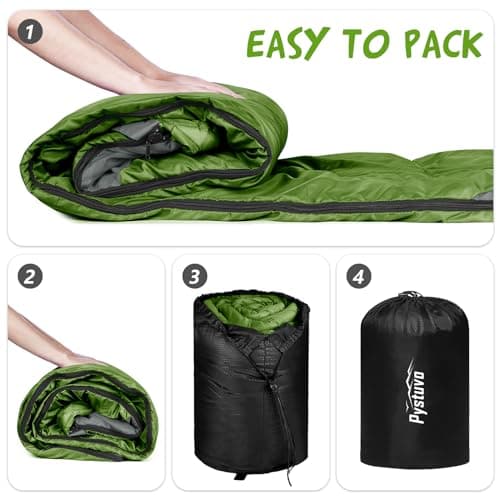 Pystuvo Sleeping Bag for Adults,4 Season Sleeping Bag,Lightweight,Waterproof Indoor & Outdoor Use,Green+Gray — view 6