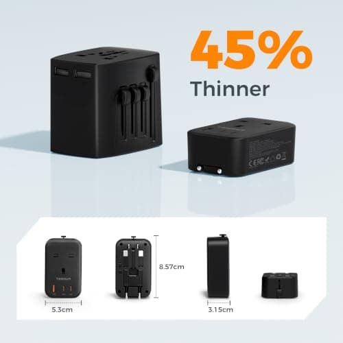 TESSAN UK to Universal Travel Adapter, 1 Pack, Black — view 6