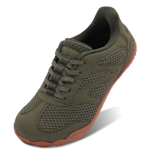 JOINFREE Men's Minimalist Casual Shoes Wide Fit Walking Shoes Barefoot Slip On Trainers Zero Drop Lightweight Breathable Gym Training Casual Shoes for Daily Wear Army Green Size 12