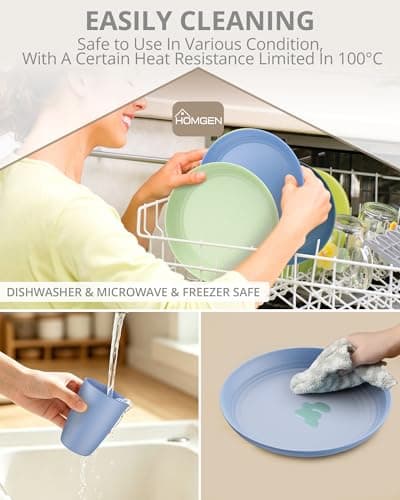 HOMGEN 12Pcs Camping Plastic Plates and Bowls Set Lightweight & BPA Free — view 5