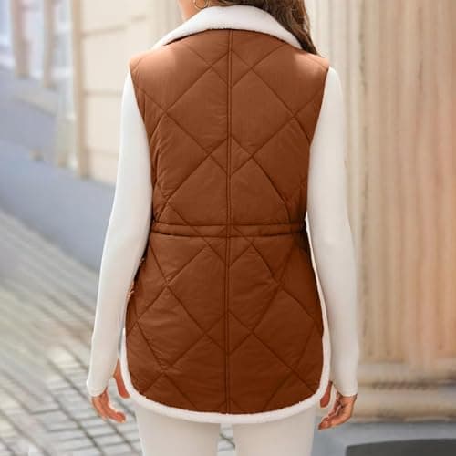 Cocila Gilet For Women Uk Fleece Full Zip Up Waist Padded Sleeveless Winter Thermal Badywarmer Casual Waitcoats (Brick Red, M) Cream Ladies Jackets Lightweight Down Jacket Packable Womens — view 2