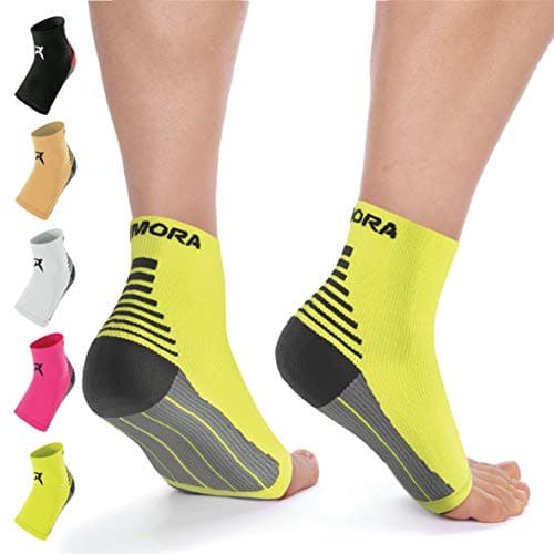 Rymora Foot Compression Socks Sleeves (Pair) (Neon Yellow) (Medium) [M]