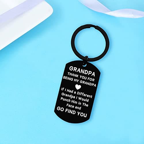 Nimteve Grandpa Gifts Grandpa Birthday Gifts Keyrings Grandpa Keying from Grandson Christmas Grandpa Gift Granddad keyring Grandfather Keychains Father's Day Birthday Gift for Granddad (black) — view 3