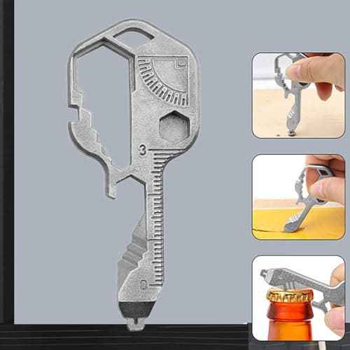 24 in 1 Multi Tool,Portable Stainless Steel Key Shaped Pocket Tool,Key Fob with Bottle Opener,Spanner Key Outdoor Survival Key Universal Tool,Mini Multi Tool Key — view 3