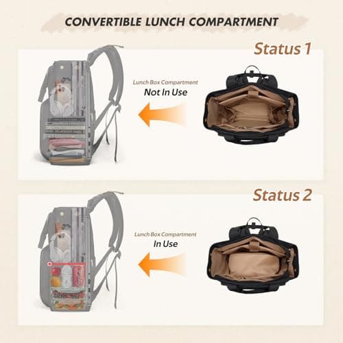GOLF SUPAGS Diaper Bag Backpack with Portable Changing Pad 25L Baby Bag Insulated lunch box Backpack Fits 17.3" Laptop (Black) — view 4