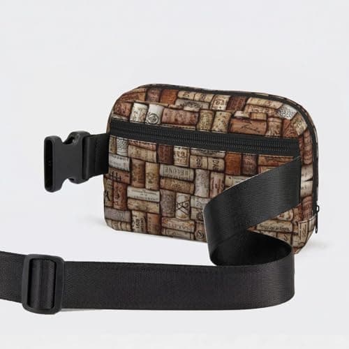 Wine Cork Print Waterproof Sling Bag with Large Opening Side Bag Durable Waist Pack for Running Cycling Travel — view 3