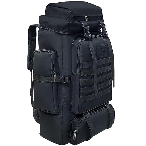 Ogetok 80L Hiking Backpack Camping Rucksack, 80 liters Large Capacity Outdoor Knapsack Travel Climbing Mountaineering Carry On Backpack Bag, Trekking Backpacking for Men Women, Black — view 4