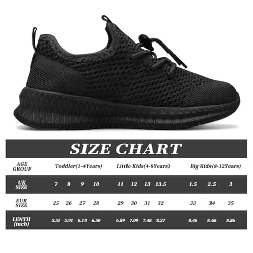 AZSDXS Boy’s & Girl's Trainers Slip-On Kids Trainers Outdoor Sports Kids Shoes Running Tennis Sneakers Non Slip Athletic Shoes PE Trainers A Black — view 6
