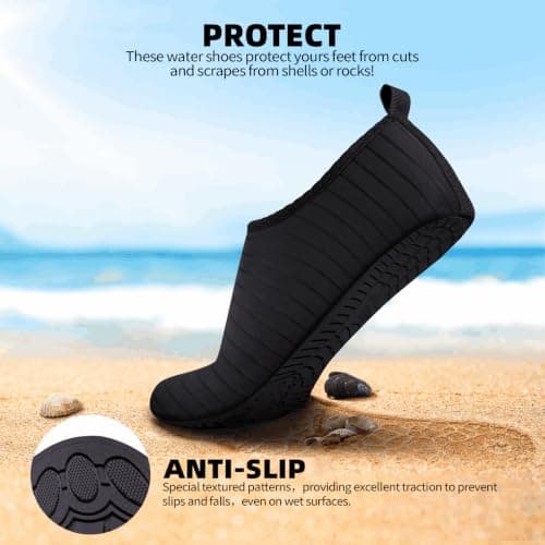Steppli Water Shoes Beach Swim Pool Surf Aqua Quick-Dry Weitsuit Non Slip Lightweight Shoes for Men Women Black EU 48=UK 13.5 — view 6
