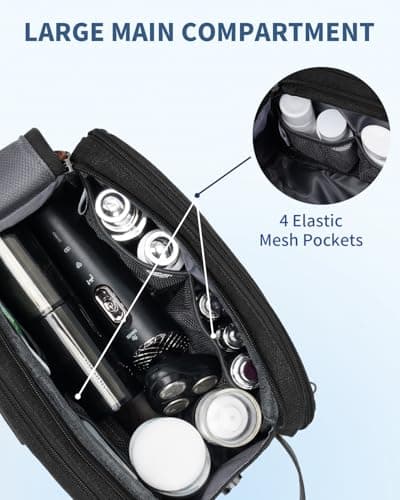 WANDF Toiletry Bag for Men Travel Wash Bag Toiletry Organizer Canvas and PU Leather Dopp Kit Water-Resistant Shaving Kit for Travel Accessories (Black, M, Patent Pending) — view 5