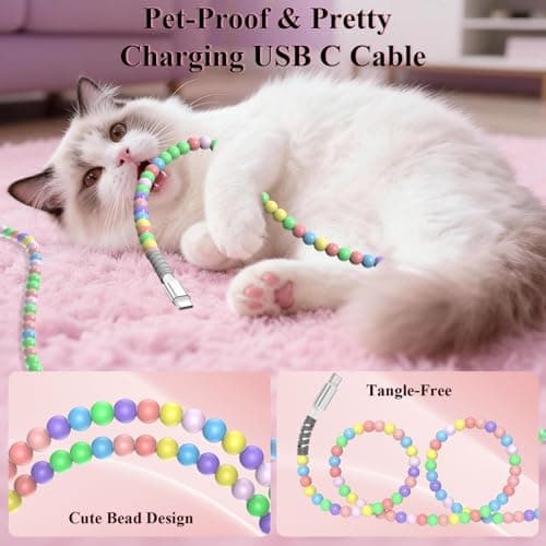 ACANDYA USB A to USB C Cable Beaded Car Charging Cord for CarPlay 18W 3ft — view 3