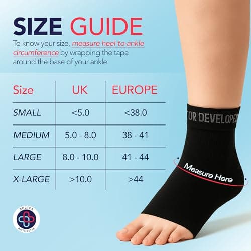 Dr.Arthritis Doctor Developed Copper Ankle Compression Sleeves & Doctor Handbook, Foot And Ankle Support For Women & Men, Ankle Support, Running Ankle Support Socks (Black, M) — view 2