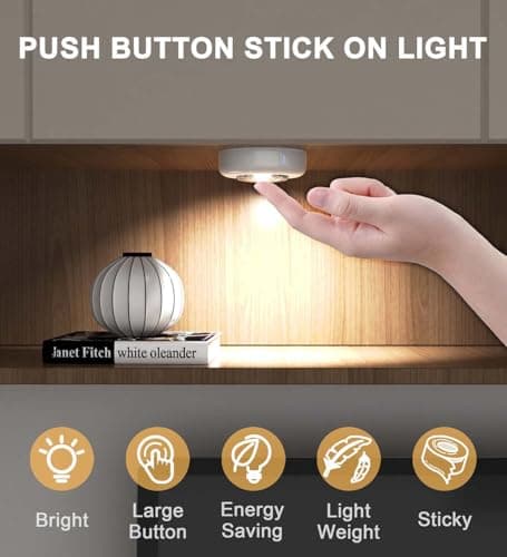 CTOCTOU 6 Pack Portable Battery Operated Wall Lights, Push Lights Battery Powered Stick on Lights for Under Cupboards, Closets, Cabinets, Counters, Wardrobe, Kitchen Lights — view 2