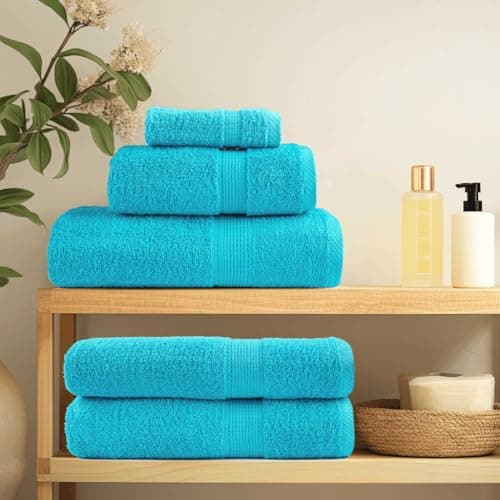 Eclith SOLUND Premium Wash Towels, Pack of 10, Turquoise, 30 x 30 cm, 600 g/m², 100% Cotton, for Bathroom, Sauna, Spa, Fitness, Travel, Hotel, Face, Body, Laundry, Care, Towel Set — view 2