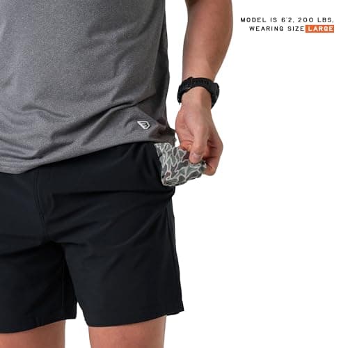 BURLEBO Men’s Everyday Shorts – Lightweight Casual Shorts with Stretch Fabric and Functional Pockets, Matte Black - Retro Duck Camo, X-Large — view 4