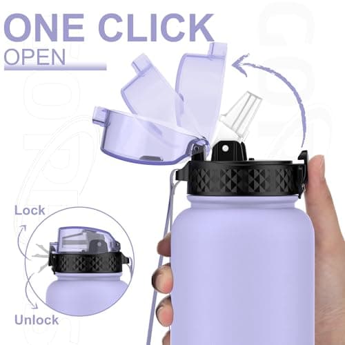GOPPUS 1.2L/40oz Stainless Water Bottle with Straw Double Wall Insulated Bottles with Strap Large Vacuum Thermal Flask Leakproof Keep Cold Drinks Bottles with Flip Top Lid for Men Women BPA Free — view 2