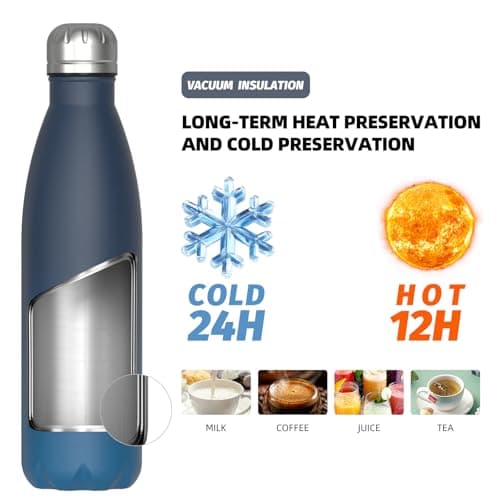 WATERSY Stainless Steel Insulated Water Bottle, Double Walled Metal Vacuum Flask Keep 24 Hrs Cold & 12 Hrs Hot Thermal Metal Sports Bottles 500ml BPA Free for Outdoor, Work, Gym, School (Deux Teal) — view 4