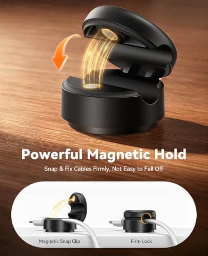 Rocoren Cable Tidy Clips, Self Adhesive Magnetic Wire Holder, Black, 12Pack — view 4