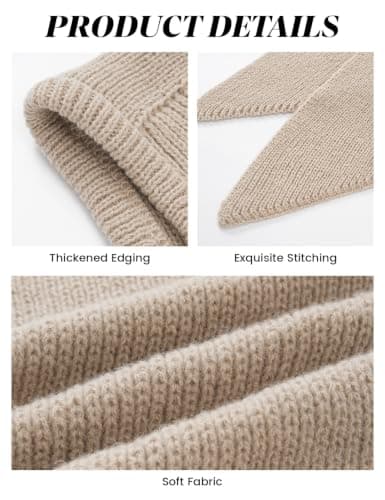 Vijamiy Knitted Hooded Scarf for Women 2-in-1 with Elastic Fit, Khaki — view 4