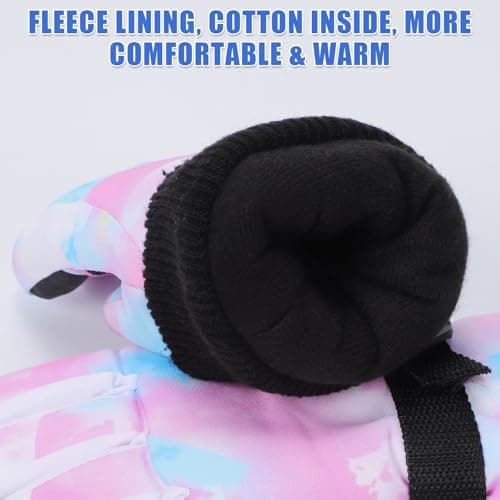 Kids Ski Gloves Waterproof Thermal Snow Gloves for Girls Aged 5-15, Windproof Non-Slip Winter Mittens with Adjustable Cuffs, Warm Snowboard Mittens for Sledding Skating Outdoor Sports，Pink：5-9 years — view 4