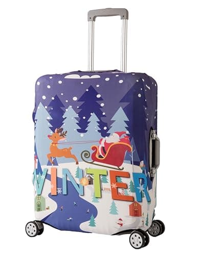 Periea Luggage Covers for Suitcases – Suitcase Cover – Premium Elasticated Material – Small, Medium, Large or Extra Large (Small, Winter)