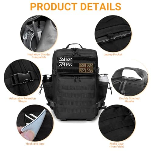 Geebymol 45L Military Tactical Backpacks Large Molle Army Assault Pack — view 4