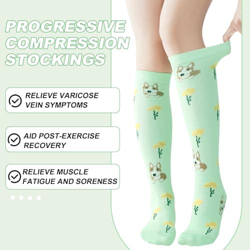 6 Pairs Compression Socks for Women, Animals Flight Pressure Socks, L-XL — view 4