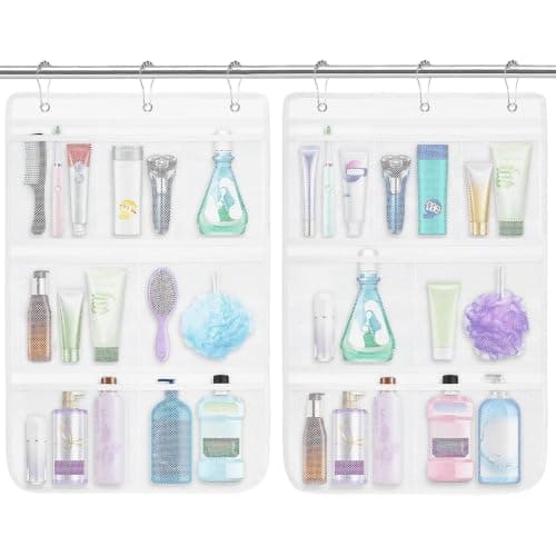 SDLEFHE Mesh Shower Caddy 2 Pack Hanging 7 Pockets Quick Dry