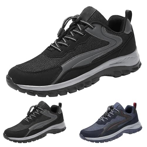 Lightweight Trail Walking Shoes for Men Outdoor Hiking Trainers with Adjustable Quick Lace System Cushioned Rubber Sole and Reliable Grip for Travel and Weekend Leisure Activities Black, Size 8 — view 4