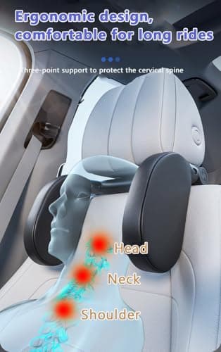 THOMIX Car Seat Headrest Pillow for Dodge Magnum Neon Charger Challenger Durango Viper, Adjustable Car Seat Head Neck Support, for Adult and Kids, Travel Sleep Side Pillow, Easy to Install,A Black — view 5