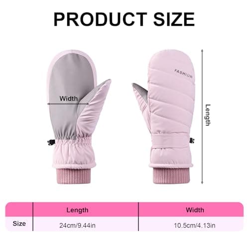 Feelorna Women Ski Gloves, Waterproof Touchscreen Ski Mittens Soft Winter Thermal Mittens with Plush Windproof Anti-slip Snow Gloves for Skiing Running Hiking Outdoor Sports — view 2