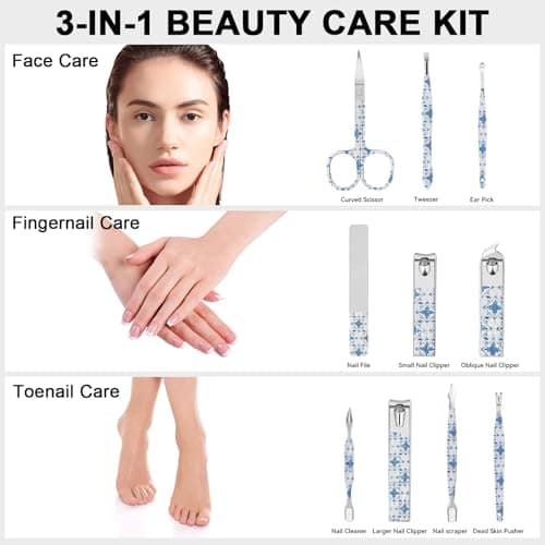 Uliya Manicure Set Nail Clipper Kit Professional Pedicure Tools Blue White — view 2