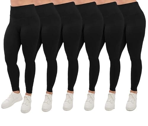 Love My Fashions® Women's 6 Pack Super Soft High Waisted Elasticated Tummy Control Winter Warm Thick Fleece Lined Seamless Full-Length Leggings for Workout & Running
