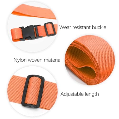 Luggage Straps for Suitcase Heavy Adjustable Suitcase Straps with Quick Release Buckle Suitcase Identifier Bands for Travel Case Non-Slip Travel Belt Travel Accessories (Orange, 2pcs) — view 3