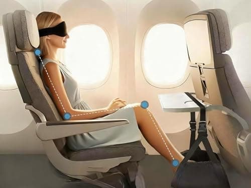 Portable Ultimate Comfort Set for Plane Sleep Kit at Plane Inflatable Travel Pillows Foot Rest Hammock Eye Mask Ear Plugs for Airplane Essentials for Seat Airplane Gadgets for Sleep Comfort (F) — view 2