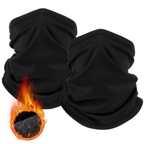 HEGGCOOE 2 Pack Winter Neck Warmer Snood for Men & Women,Windproof Fleece Neck Gaiter Face Covering Mask Scarf for Cold Weather Sport Motorcycle Skiing Running Cycling (2Black)