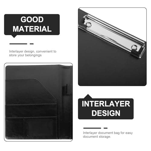 BELLIFFY A5 Black PU Conference Folder with Metal Clips and Pen Holder — view 5