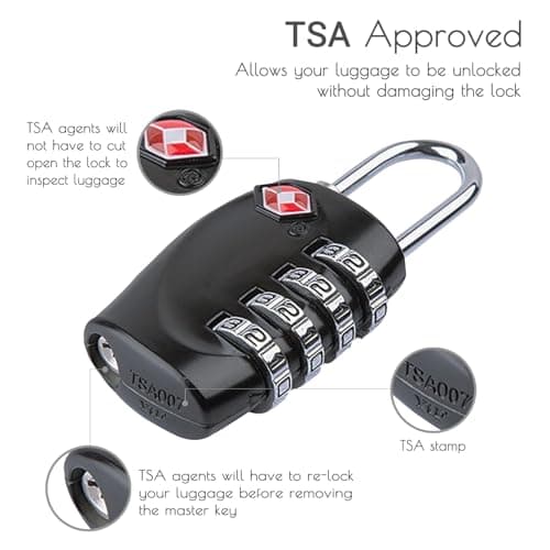 CFMOUR Suitcase Locks, TSA Approved Luggage Locks, 4-dial, Blue, 4 Pcs — view 3