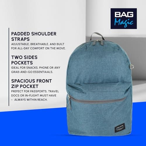 Bordlite 40x30x20cm Underseat Cabin Backpack | Fits Ryanair Free Onboard Bag Allowance | Airline Approved Hand Luggage for EasyJet, Wizz Air, TUI, KLM | Lightweight Travel Daypack - Teal — view 5