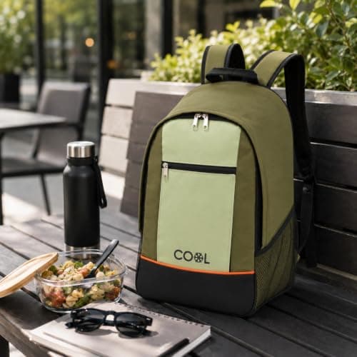 URBNLIVING 20L Insulated Cooler Backpack, Leak-Proof Thermal Foil Lining, Durable Polyester Construction, Hands-Free Food & Drink Storage for Camping, Picnics & Travel - Green — view 6