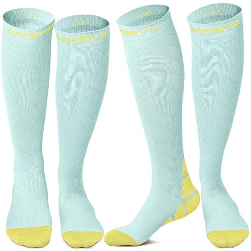 CAMBIVO Compression Socks for Women & Men 2 Pairs, Travel Flight Socks