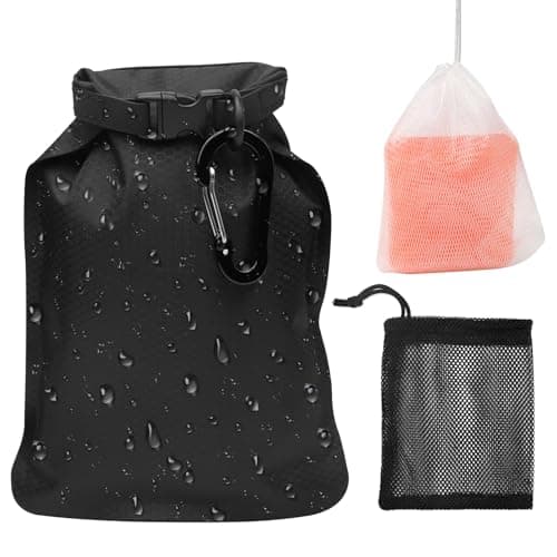DBTW Black Soap Lathering Bag with Carabiner, Quick Drying, 2 Soap Net Bags