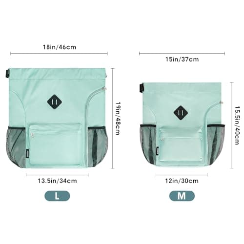 WANDF Drawstring Backpack Sports Gym Bag with Shoes Compartment, Water-Resistant String Backpack Cinch for Women Men (Mint Green,Medium) — view 5