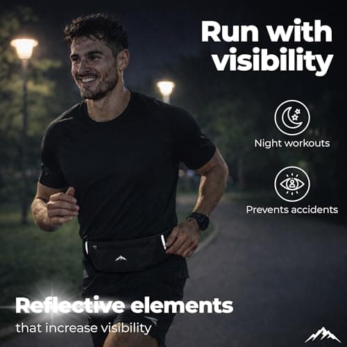 Nordrun® Adjustable & Waterproof Running Belt for Women & Men | Running Waist Pack Fits All Phones | Running Phone Holder | Sports Waist Bag | Running Belt (Black) — view 6