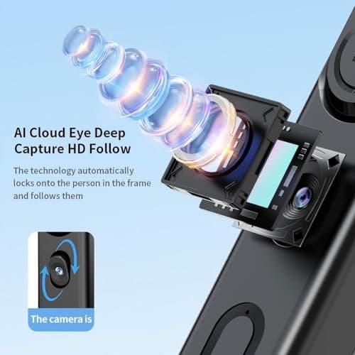 Auto Face Tracking Tripod for iPhone with Lights,75inch Phone Tripod Holder with Gesture Control,Travel Selfie Stick for Content Creator Vlog Live Stream Video Recording — view 3