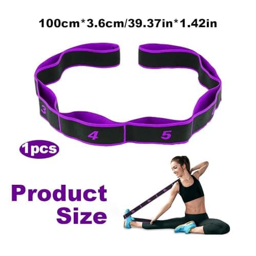Stretching Yoga Band, An Adult Resistance Band for Gymnastics, Yoga, and Latin Training, Equipped with 8 Adjustable Loop Elastic Fabric Bands for Physical Therapy, Pilates, Dance, and Fitness — view 2