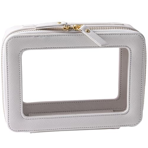 SANHECUN Toiletry Bag Waterproof Cosmetic Organizer with Hanging Hook for Travelling, White, Carry on 8 inch, Wash Bag