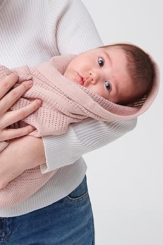 MORI Muslin Cellular Blanket in Organic Cotton & Bamboo, 70x100cm, Blush — view 4